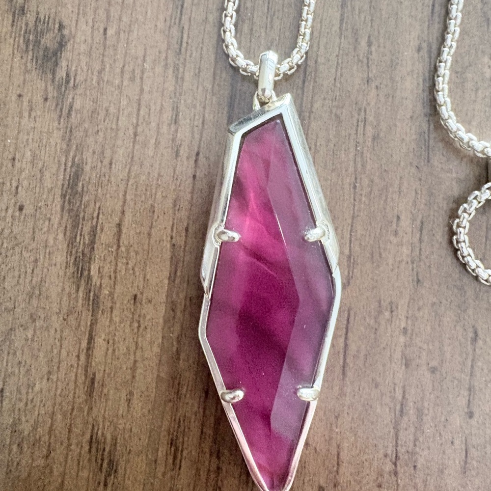 Kendra Scott Silver Adjustable Red Pendant Necklace